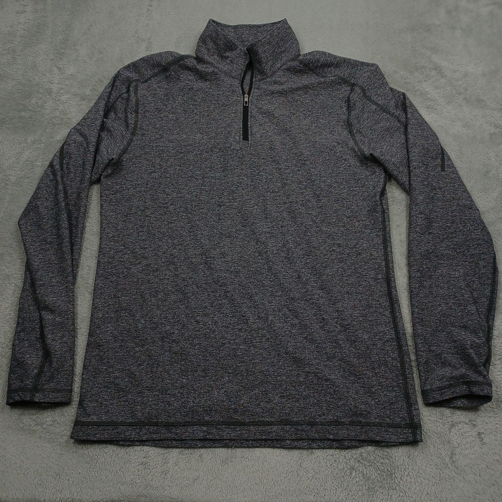 Lululemon Sweater Mens Medium Gray 1/4 Zip Pullover Activewear Preppy Logo
